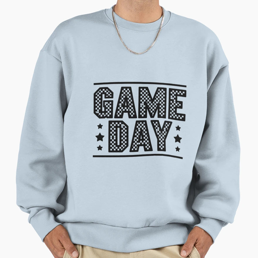 Checkered Game Day Football Black Sweatshirt - Graphic Print Men Women - T-Shirt, Sweatshirt, Hoodie