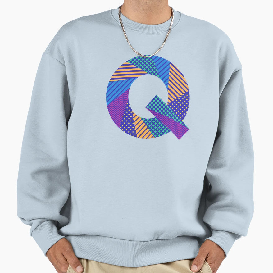 Alphabet Letter Q Screen Sweatshirt - Unique Graphic for Adults - T-Shirt, Sweatshirt, Hoodie