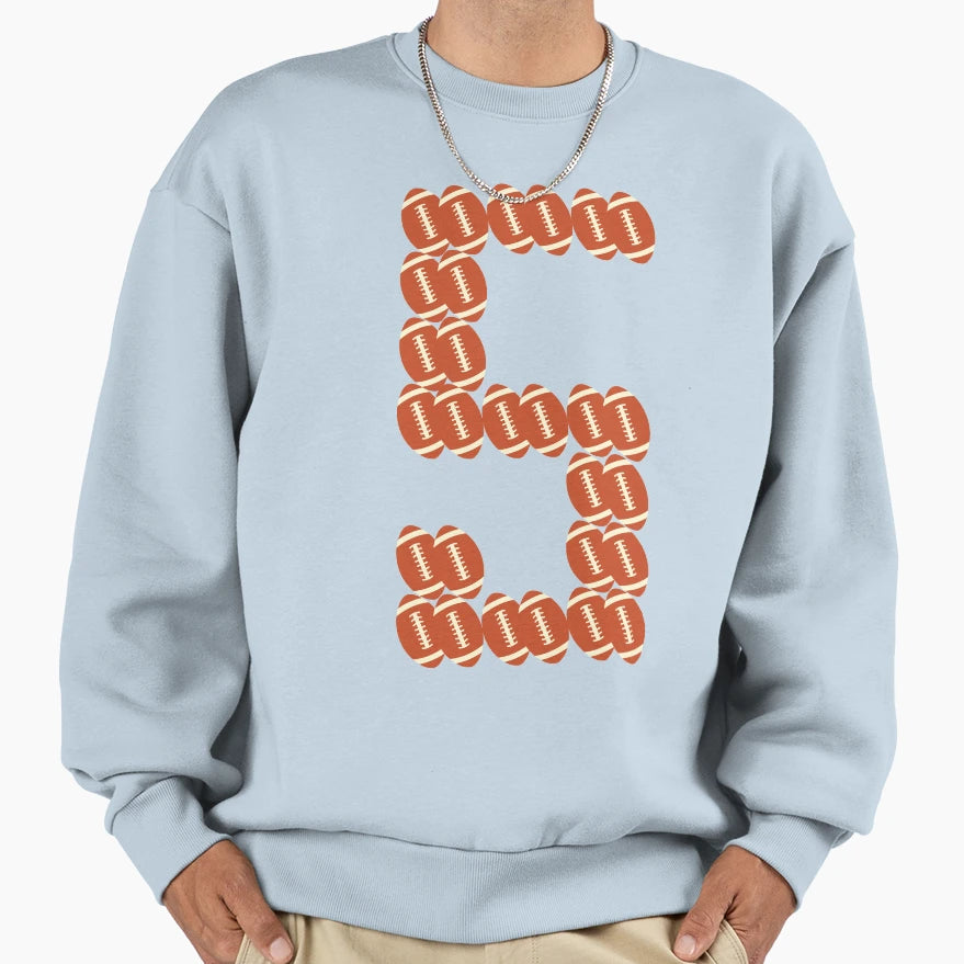 Player Number 5 Five American Sweatshirt - Fun Novelty Design for Adults - T-Shirt, Sweatshirt, Hoodie
