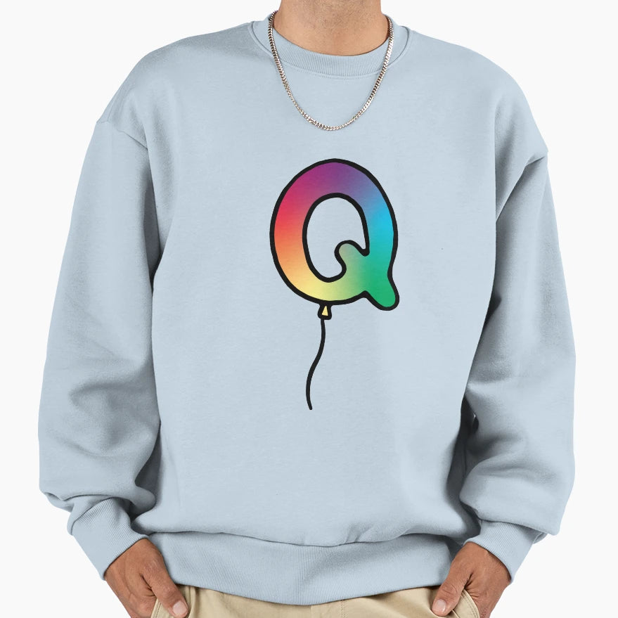 Initial Monogram Balloon Sweatshirt - Casual Everyday Wear Men Women - T-Shirt, Sweatshirt, Hoodie