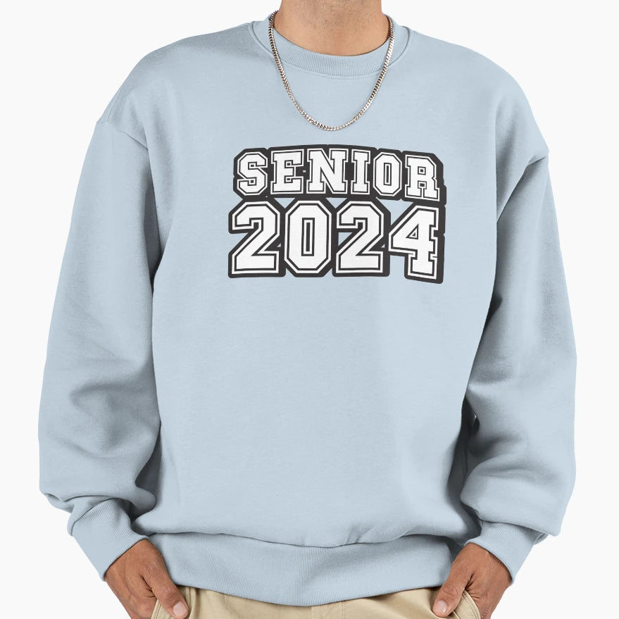 Black Tipography Senior 2024 Sport Sweatshirt - Fun Novelty Design Unisex - T-Shirt, Sweatshirt, Hoodie