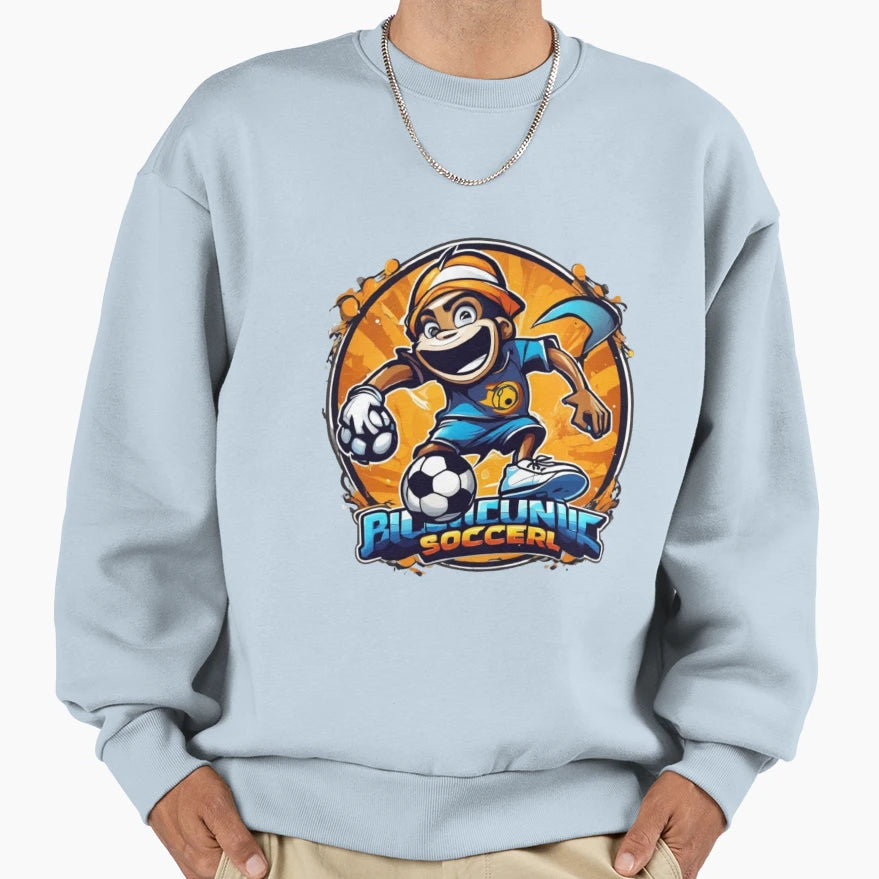 Cartoon Character Playing Soccer Sweatshirt - Graphic Print Unisex - T-Shirt, Sweatshirt, Hoodie