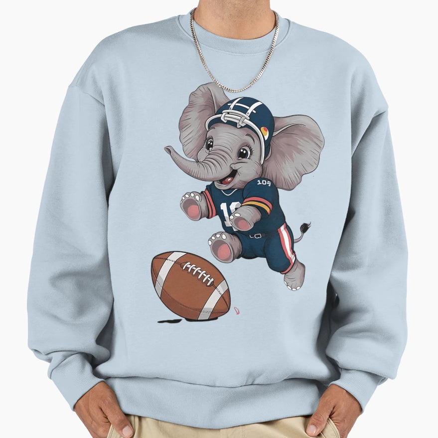 Elephant Football Player Sweatshirt - Aesthetic Graphic Unisex - T-Shirt, Sweatshirt, Hoodie