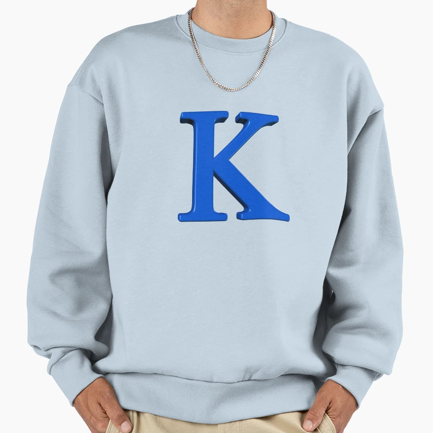 Letter K Dimensional Blue Sweatshirt - Streetwear Style Men Women - T-Shirt, Sweatshirt, Hoodie