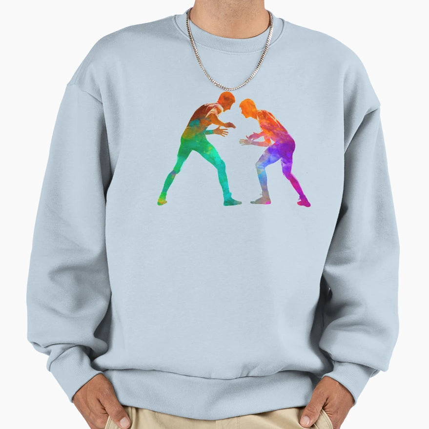 Wrestlers Wrestling 01 Watercolor Sweatshirt - Minimalist Print Men Women - T-Shirt, Sweatshirt, Hoodie