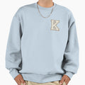 K Blanc Glitter Varsity Letter Sweatshirt - Aesthetic Graphic Unisex - T-Shirt, Sweatshirt, Hoodie