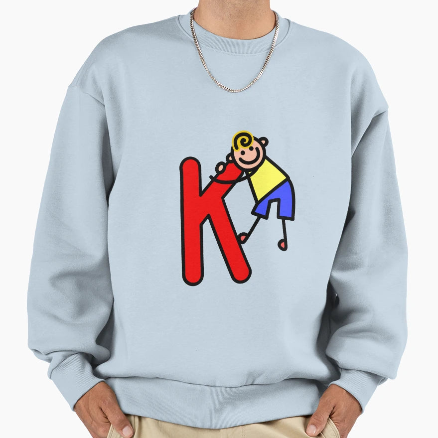 Letter K Alphabet Colorful Cartoon Sweatshirt - Graphic Print Men Women - T-Shirt, Sweatshirt, Hoodie