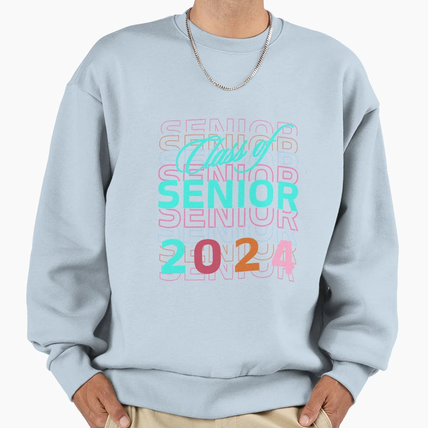 Senior Class 2024 Multicolor Sweatshirt - Fun Novelty Design for Adults - T-Shirt, Sweatshirt, Hoodie