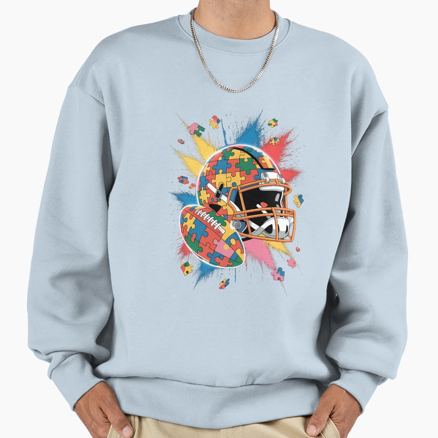 American Football Autism Awareness Sweatshirt - Minimalist Print for Adults - T-Shirt, Sweatshirt, Hoodie