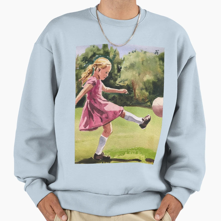 Female Footballer Sweatshirt - Custom Art Print Unisex - T-Shirt, Sweatshirt, Hoodie