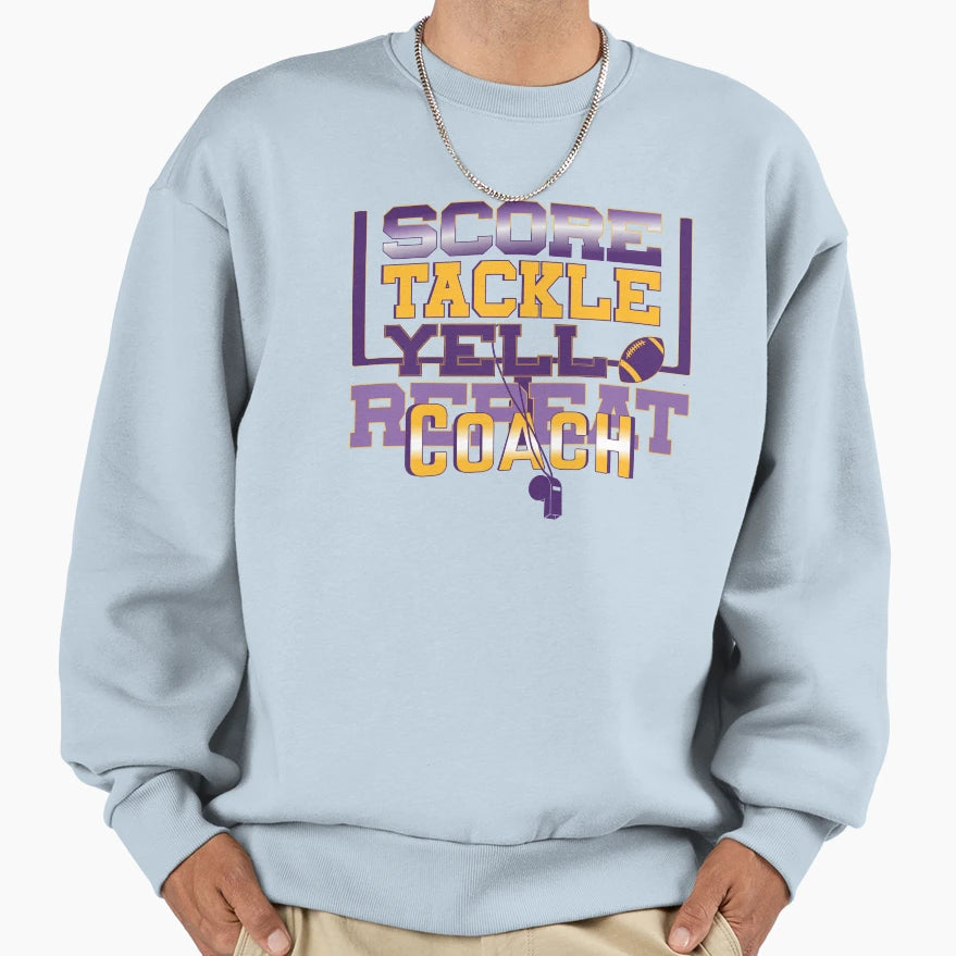 Score Tackle Yell Repeat Football Sweatshirt - Custom Art Print Men Women - T-Shirt, Sweatshirt, Hoodie