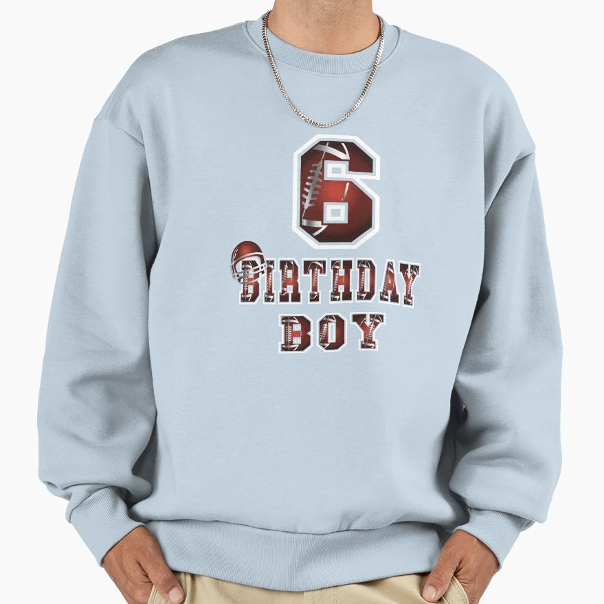 6Th Birthday 6 Years Old Football Sweatshirt - Custom Art Print for Adults - T-Shirt, Sweatshirt, Hoodie