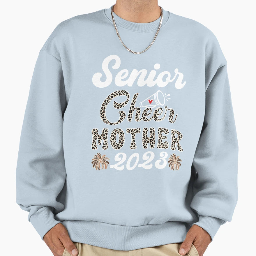 Senior Cheer Mother 2023 Leopard Sweatshirt - Minimalist Print for Adults - T-Shirt, Sweatshirt, Hoodie