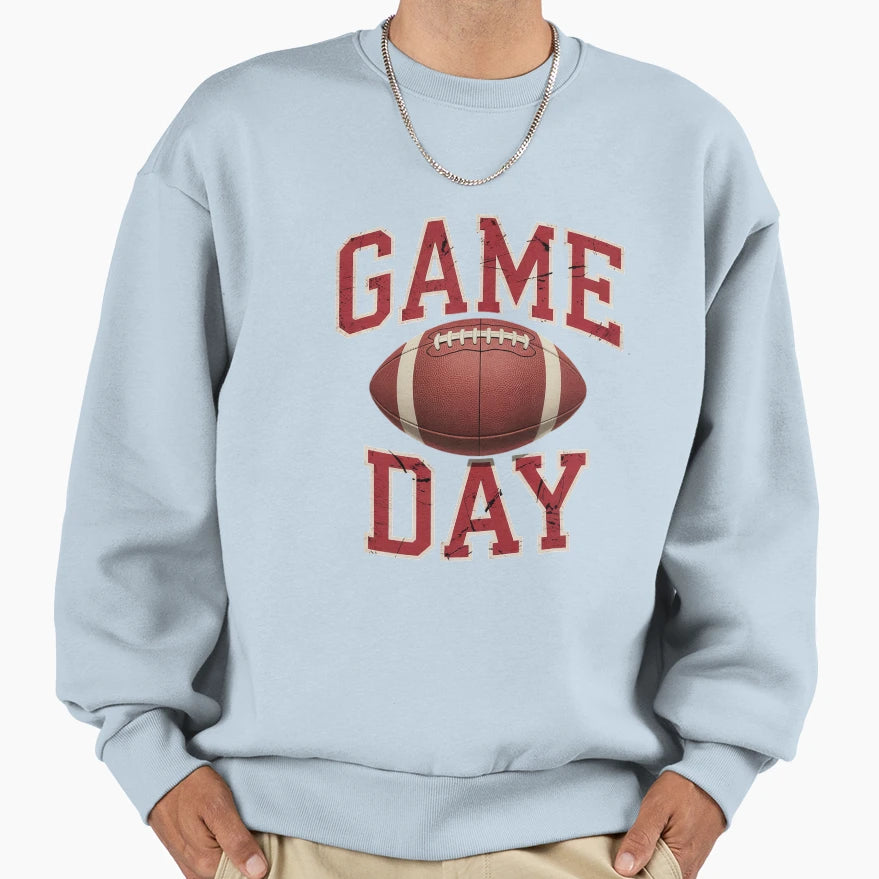 Game Day Football Distressed Sweatshirt - Casual Everyday Wear for Adults - T-Shirt, Sweatshirt, Hoodie