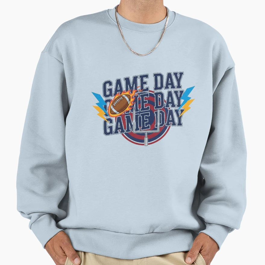 Flaming Football Game Day Varsity Sweatshirt - Minimalist Print Men Women - T-Shirt, Sweatshirt, Hoodie