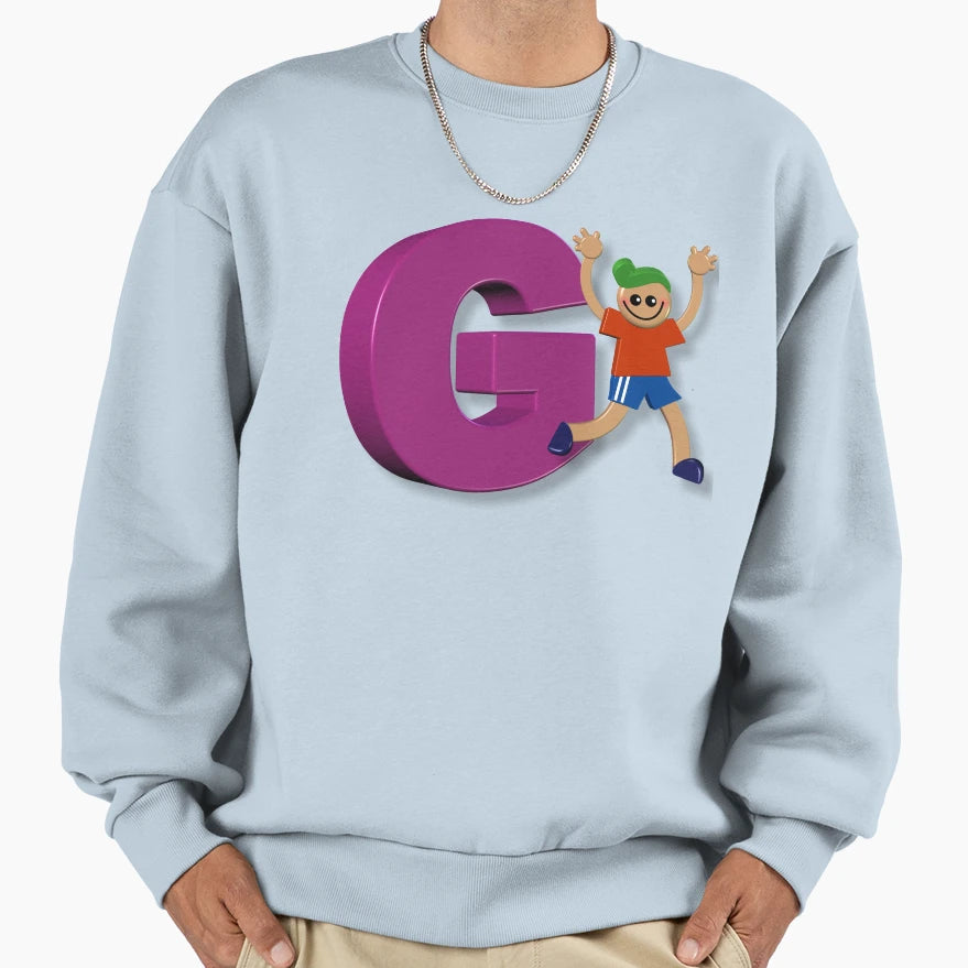 Letter Initial G Child Personalised Sweatshirt - Trendy Graphic for Adults - T-Shirt, Sweatshirt, Hoodie