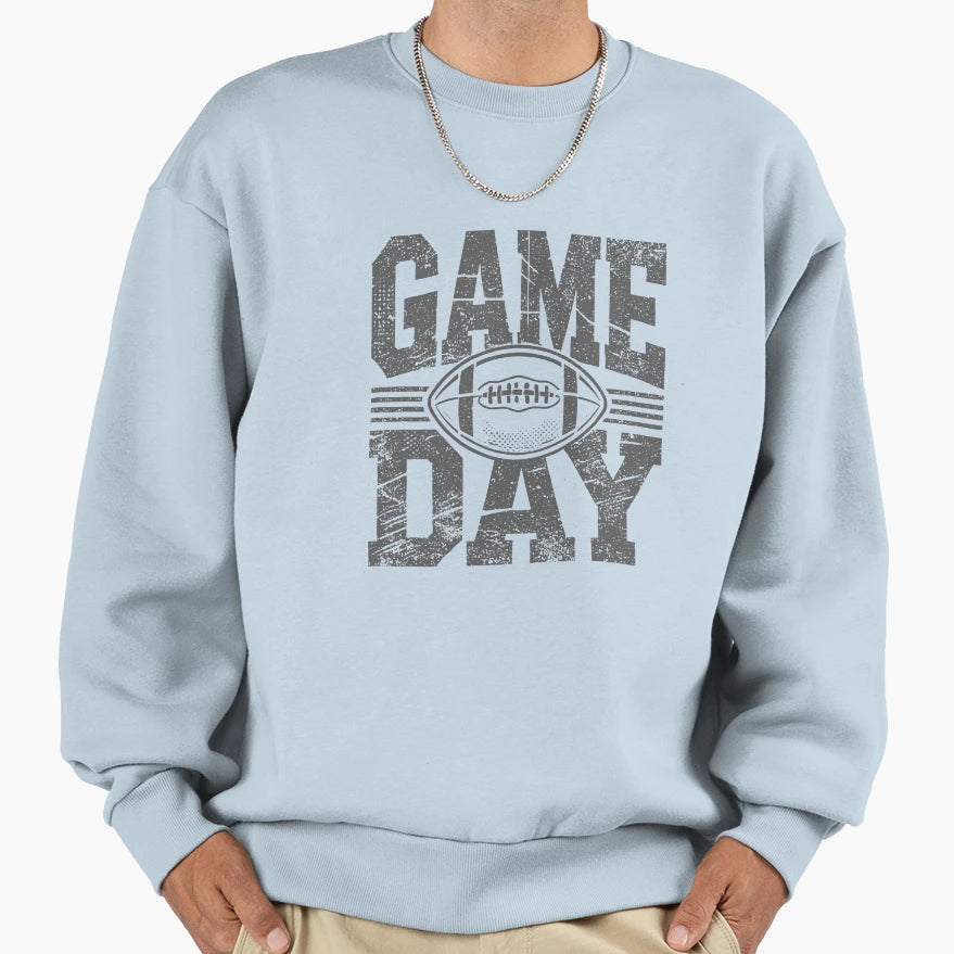 Game Day Football Grunge Sweatshirt - Graphic Print Men Women - T-Shirt, Sweatshirt, Hoodie