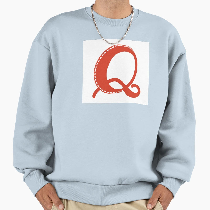 Letter Q Red Initial Monogram Sweatshirt - Trendy Graphic for Adults - T-Shirt, Sweatshirt, Hoodie