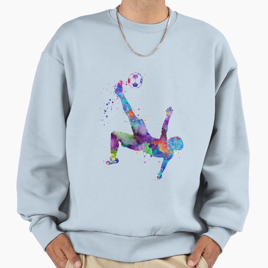 Soccer Bicycle Kick Sports Watercolor Sweatshirt - Minimalist Print Unisex - T-Shirt, Sweatshirt, Hoodie