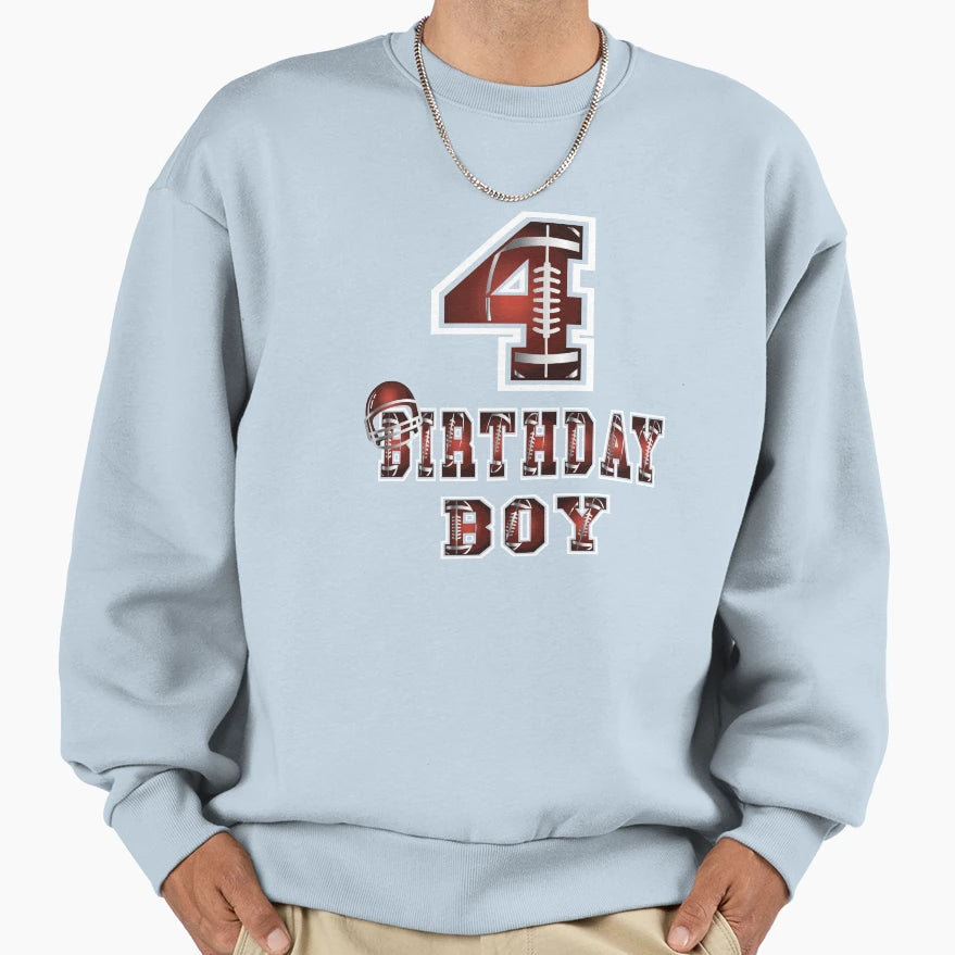 4Th Birthday 4 Years Old Football Sweatshirt - Custom Art Print Unisex - T-Shirt, Sweatshirt, Hoodie