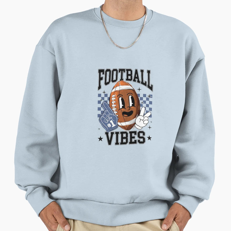 Football Smiley Face Vibes Sweatshirt - Novelty Apparel for Adults - T-Shirt, Sweatshirt, Hoodie