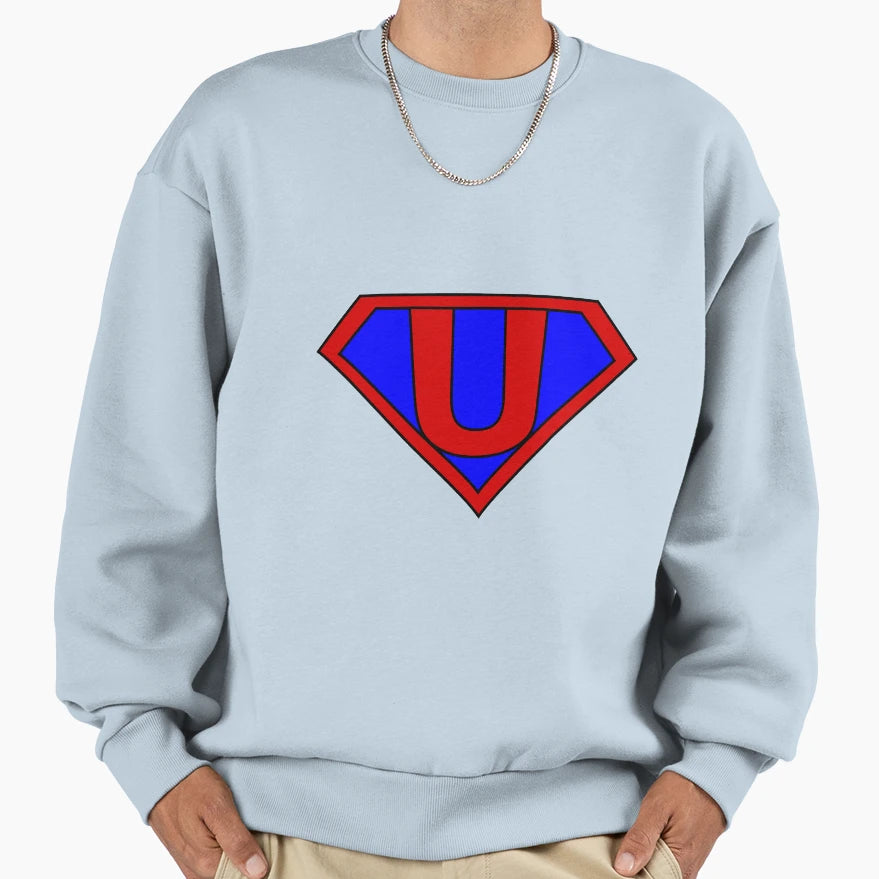 Hero Heroine Superhero Initials U Sweatshirt - Trendy Graphic Men Women - T-Shirt, Sweatshirt, Hoodie