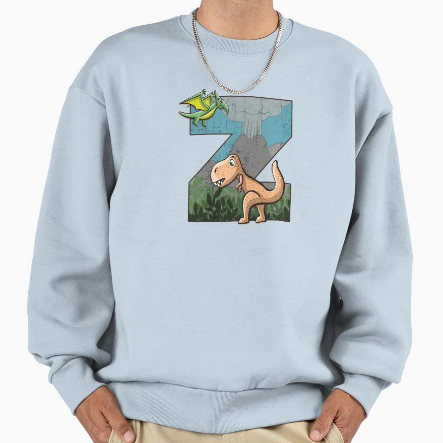 Initial Letter Z Dinosaurs Sweatshirt - Novelty Apparel Men Women - T-Shirt, Sweatshirt, Hoodie