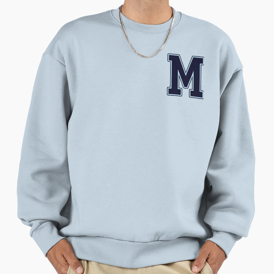 Navy Blue Letter M Initial Monogram Sweatshirt - Custom Art Print Unisex - T-Shirt, Sweatshirt, Hoodie