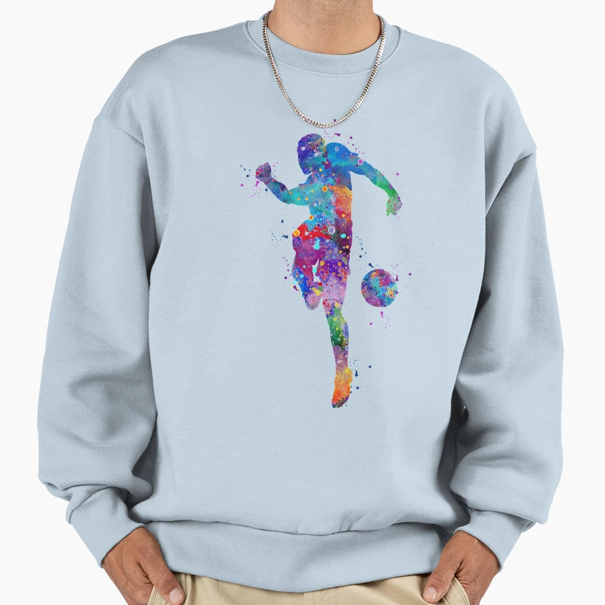Soccer Player Watercolor Painting Art Sweatshirt - Graphic Print Unisex - T-Shirt, Sweatshirt, Hoodie