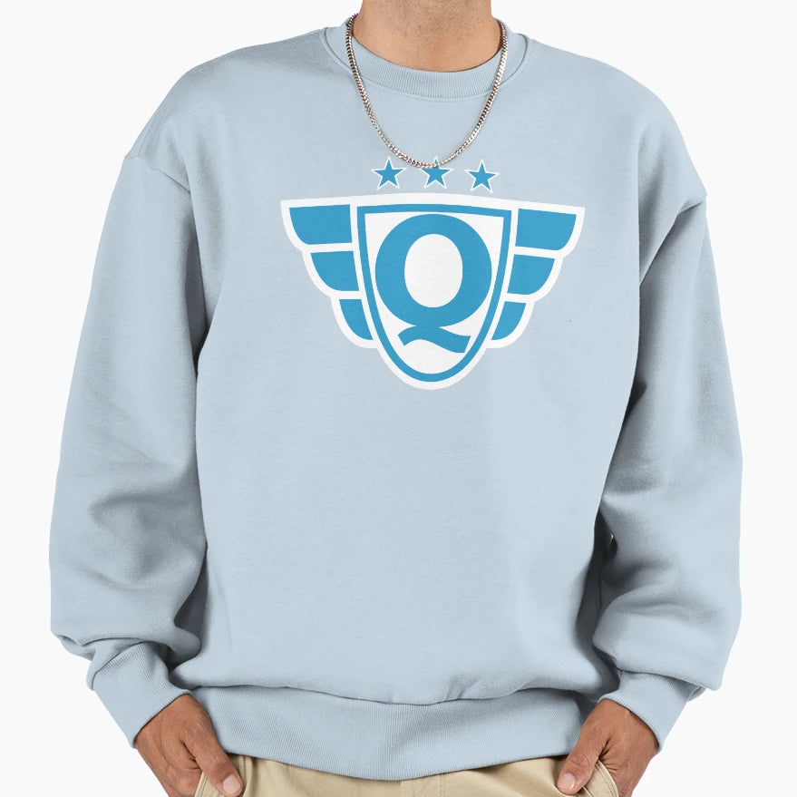 Superhero Letter Q Stars And Wings Sweatshirt - Aesthetic Graphic Men Women - T-Shirt, Sweatshirt, Hoodie