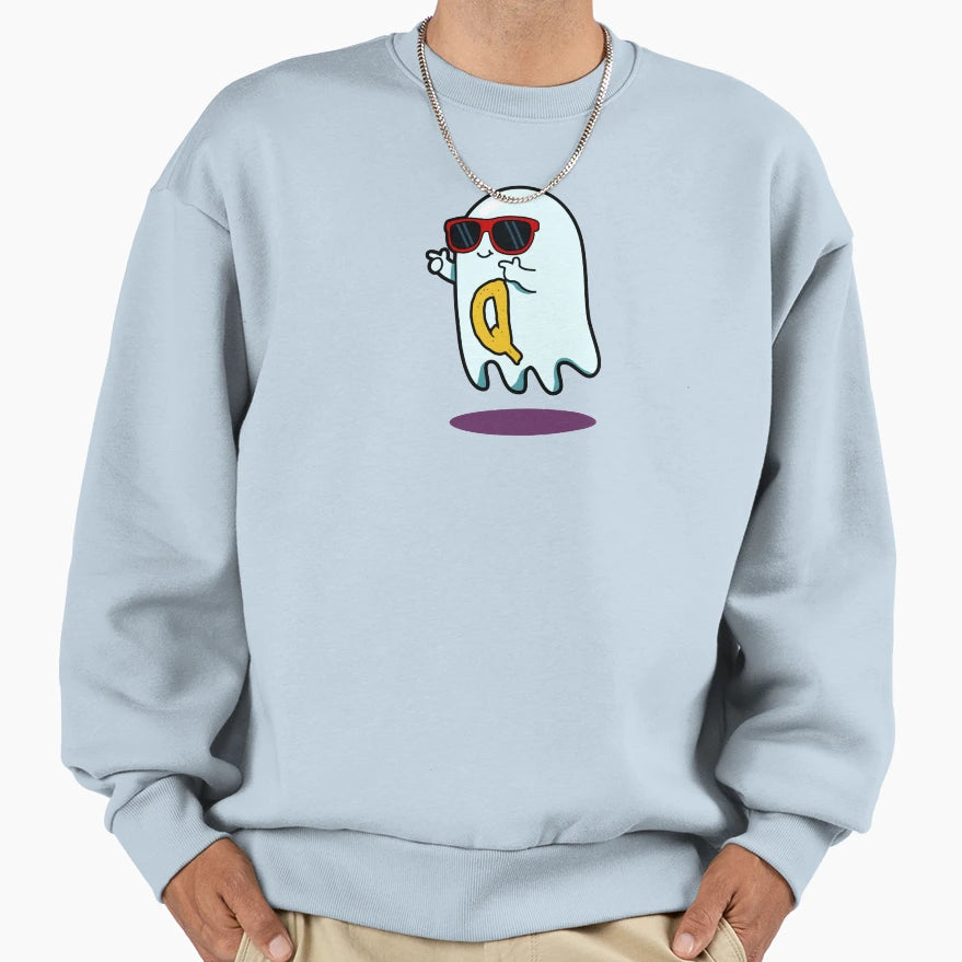 Alphabet Letter Q Totally Ghost Sweatshirt - Minimalist Print Men Women - T-Shirt, Sweatshirt, Hoodie