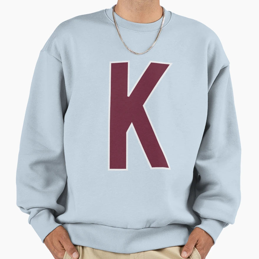Letter K Bold Collegiate Font Sweatshirt - Streetwear Style Men Women - T-Shirt, Sweatshirt, Hoodie