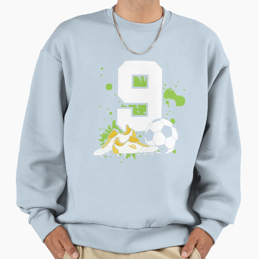 Football Birthday 9 Years Old Sweatshirt - Casual Everyday Wear for Adults - T-Shirt, Sweatshirt, Hoodie