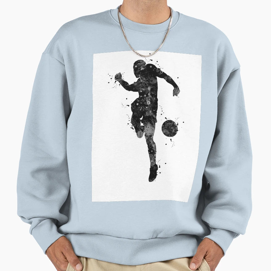 Soccer Player Black And White Sweatshirt - Casual Everyday Wear Unisex - T-Shirt, Sweatshirt, Hoodie