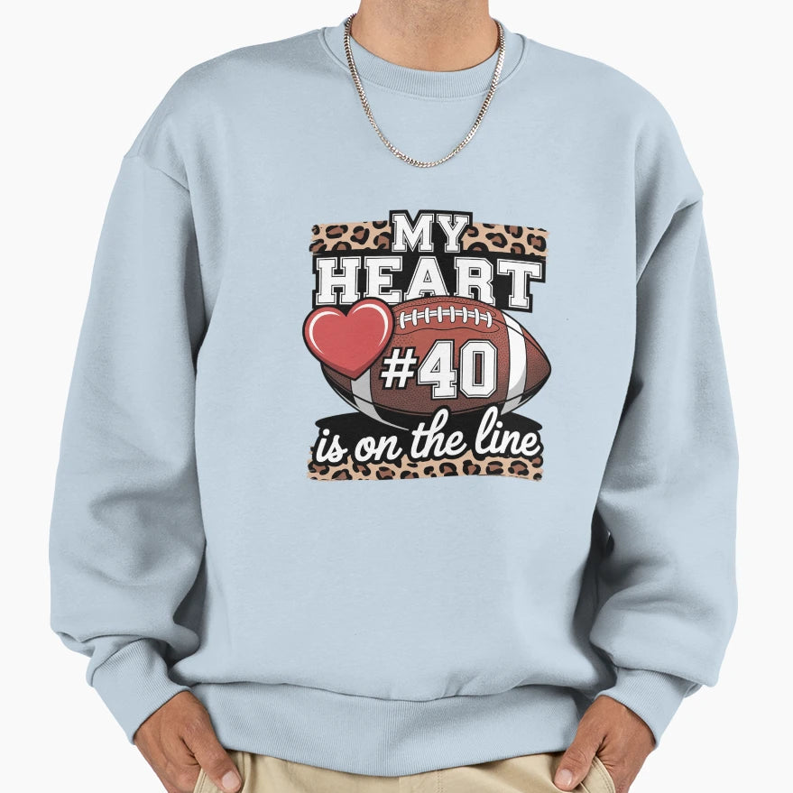 My Heart Is Line Jersey Number 40 Sweatshirt - Minimalist Print for Adults - T-Shirt, Sweatshirt, Hoodie