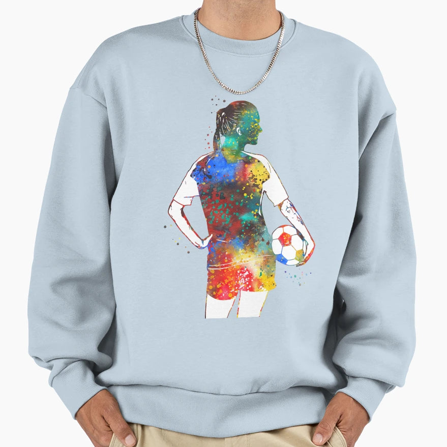 Female Soccer Player Sweatshirt - Graphic Print Men Women - T-Shirt, Sweatshirt, Hoodie