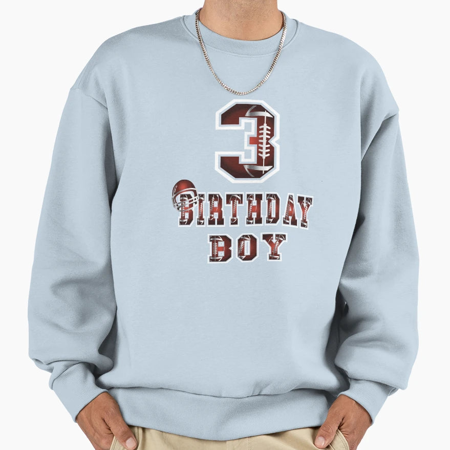 3Rd Birthday 3 Years Old Football Sweatshirt - Aesthetic Graphic Unisex - T-Shirt, Sweatshirt, Hoodie