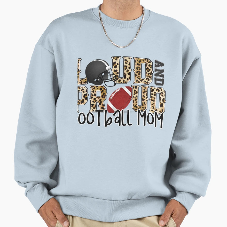 Loud And Proud Football Mom Leopard T-Shirt - Custom Art Print for Adults - T-Shirt, Sweatshirt, Hoodie