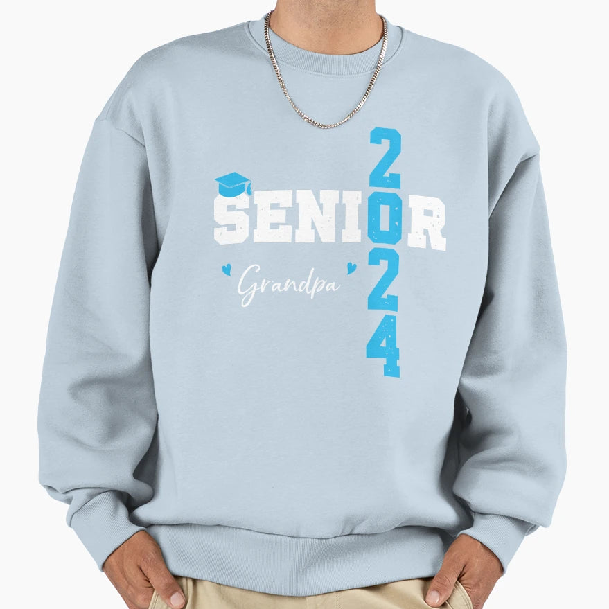 Senior 2024 Grandpa Graduate Sweatshirt - Fun Novelty Design for Adults - T-Shirt, Sweatshirt, Hoodie