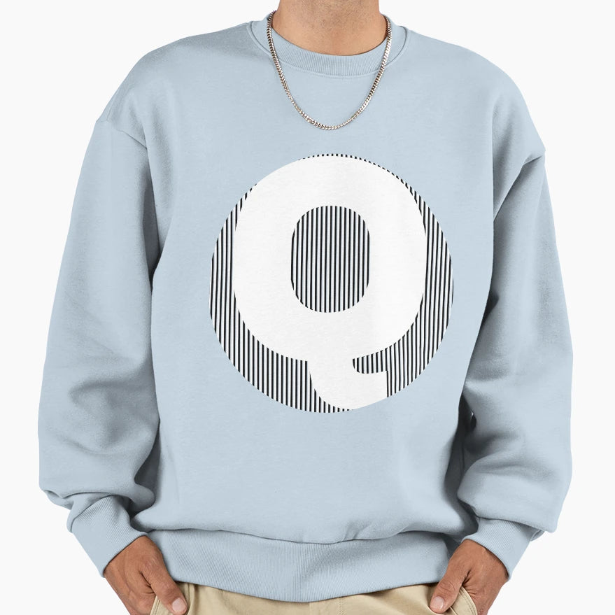 Letter White Q Sweatshirt - Novelty Apparel Men Women - T-Shirt, Sweatshirt, Hoodie