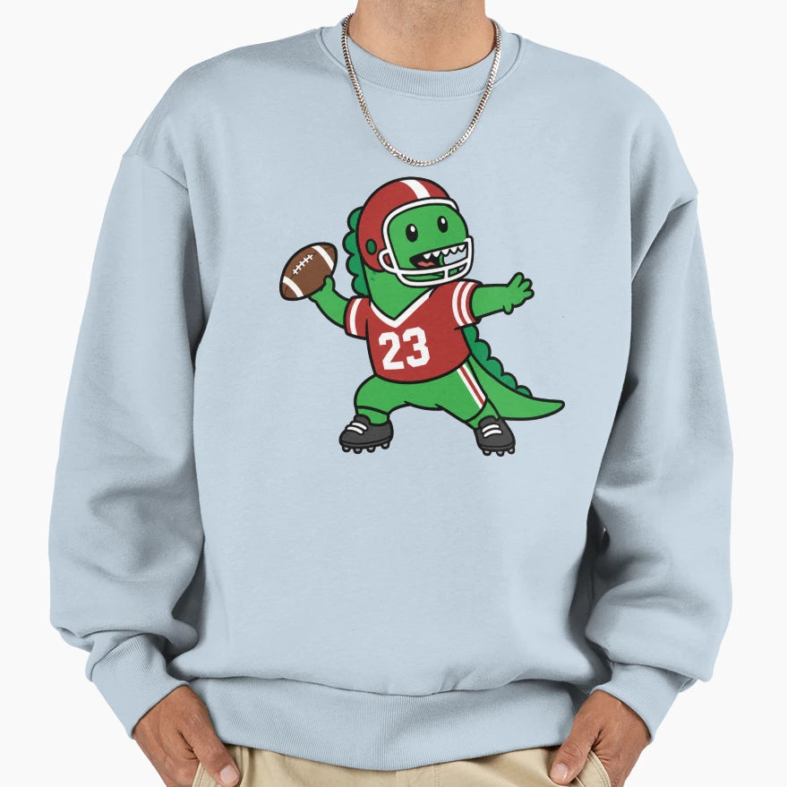 Dinosaur Football Player Sweatshirt - Casual Everyday Wear for Adults - T-Shirt, Sweatshirt, Hoodie