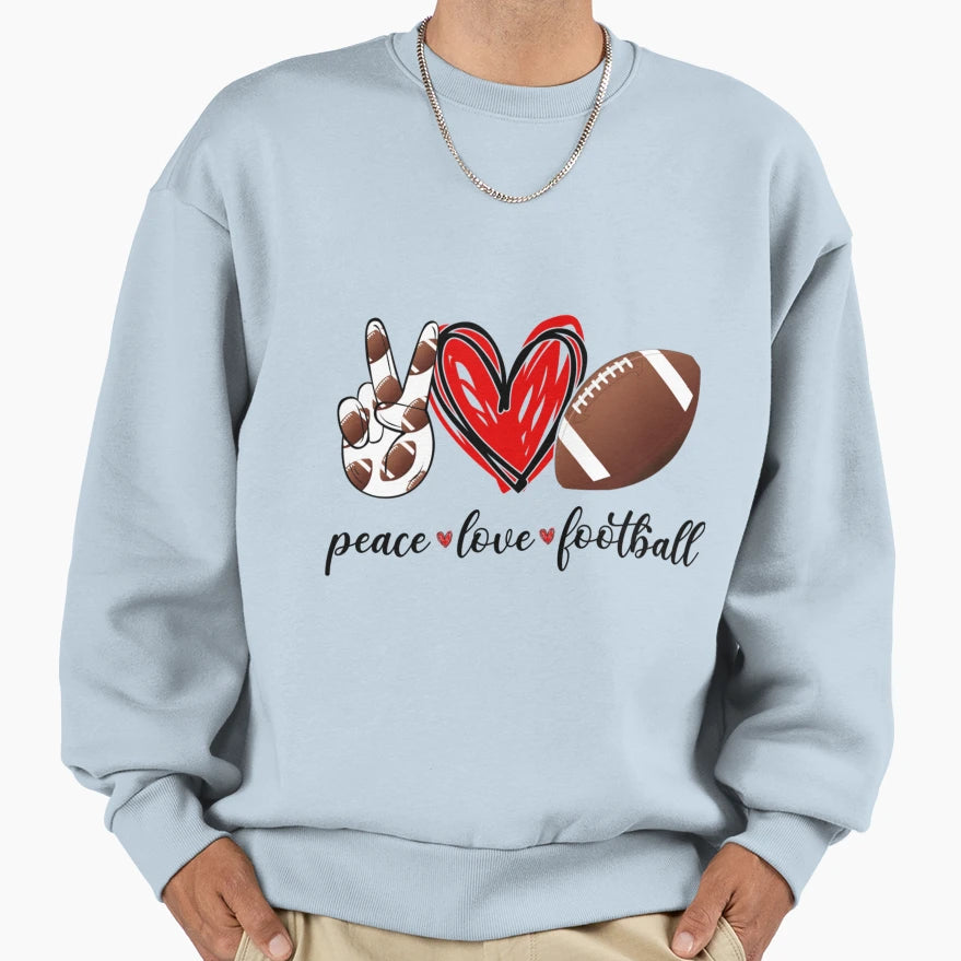 Peace Love Football T-Shirt - Custom Art Print for Adults - T-Shirt, Sweatshirt, Hoodie