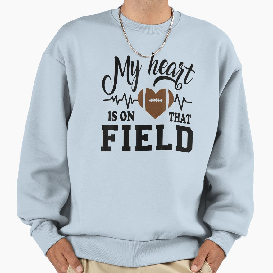 My Heart Is That Field Football Mom T-Shirt - Minimalist Print Unisex - T-Shirt, Sweatshirt, Hoodie