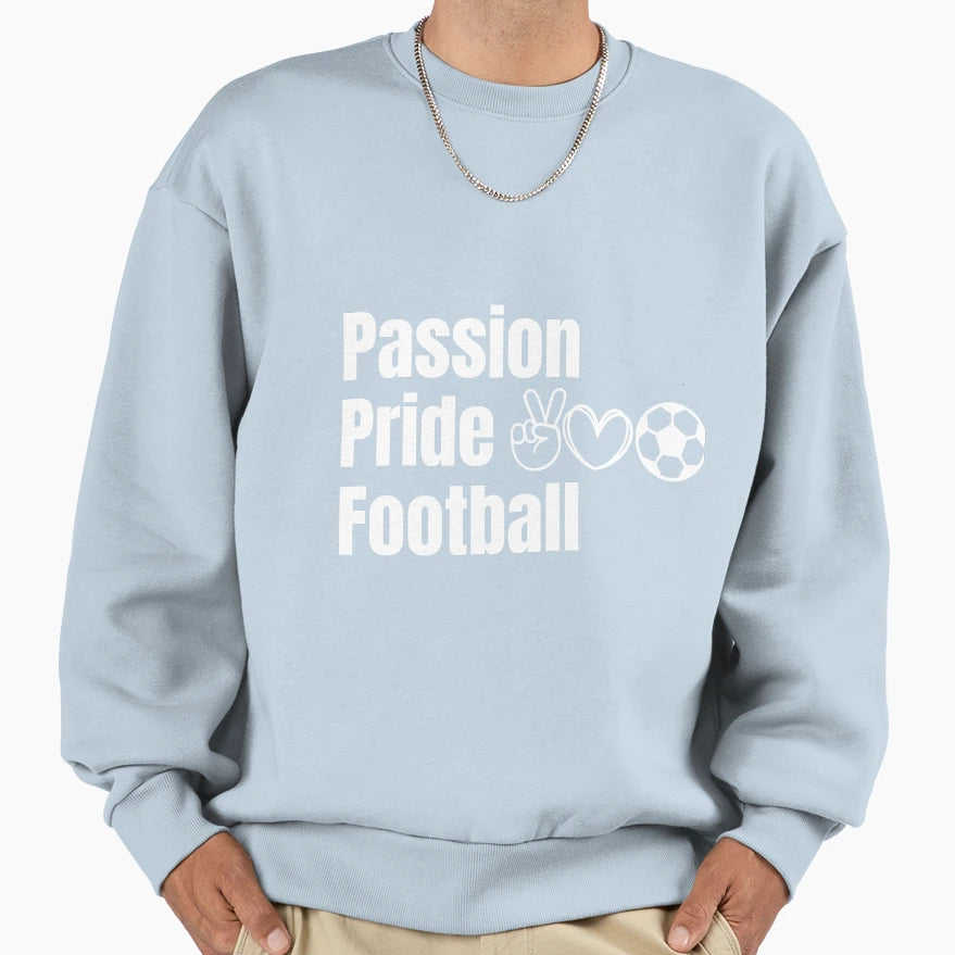 Passion Pride Football White Sweatshirt - Fun Novelty Design for Adults - T-Shirt, Sweatshirt, Hoodie
