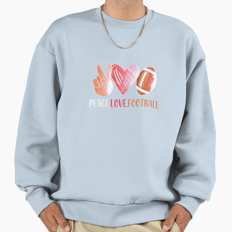 Football Player Peace Love Football Sweatshirt - Novelty Apparel Unisex - T-Shirt, Sweatshirt, Hoodie