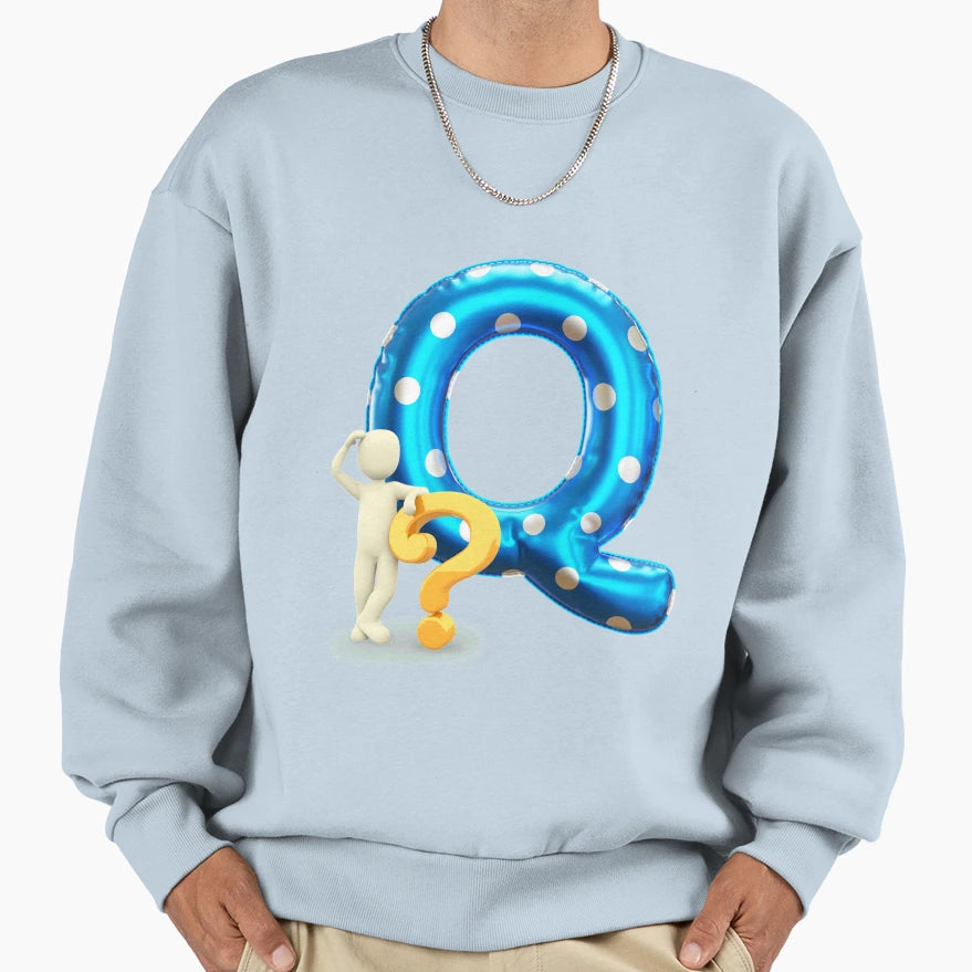 Q Is Question Mark Sweatshirt - Unique Graphic for Adults - T-Shirt, Sweatshirt, Hoodie