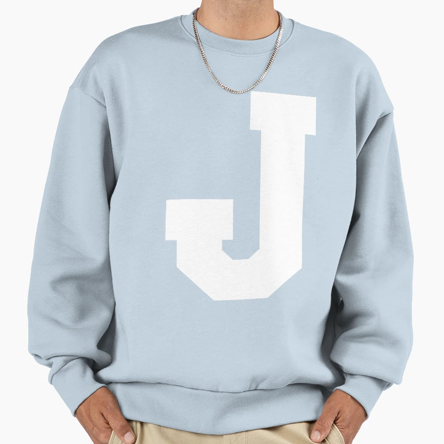 Alphabet White J Sports Letter J Sweatshirt - Aesthetic Graphic for Adults - T-Shirt, Sweatshirt, Hoodie