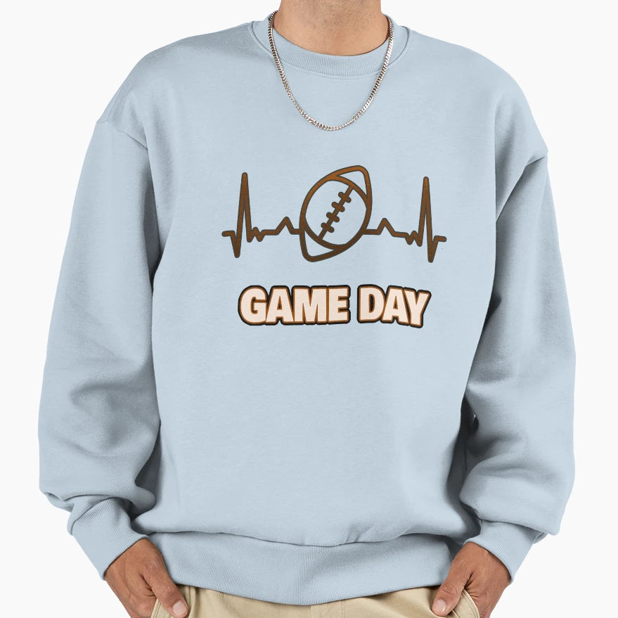 Game Day Heartbeat Football Season Sweatshirt - Novelty Apparel for Adults - T-Shirt, Sweatshirt, Hoodie