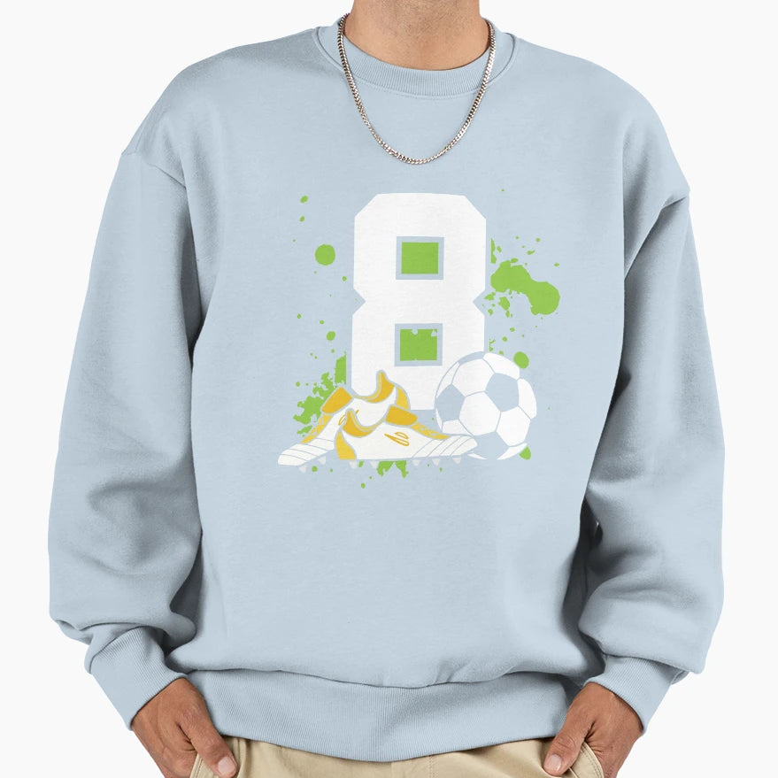Football Birthday 8 Years Old 8Th Sweatshirt - Custom Art Print Unisex - T-Shirt, Sweatshirt, Hoodie
