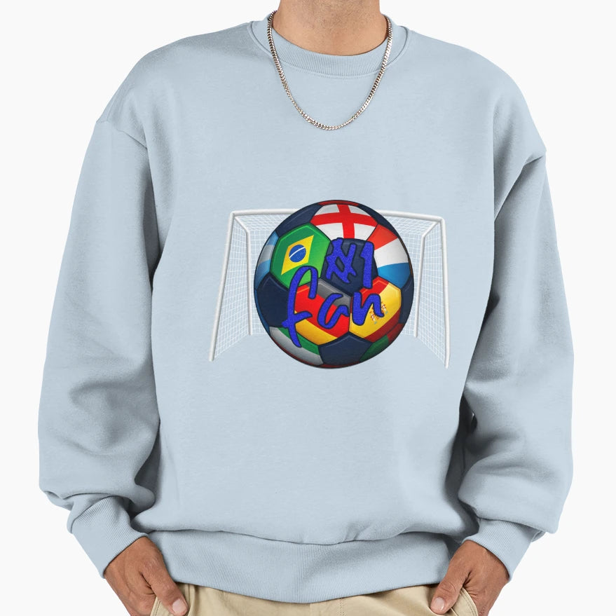 1 Fan World Soccer Blue Blue Sweatshirt - Custom Art Print Unisex - T-Shirt, Sweatshirt, Hoodie
